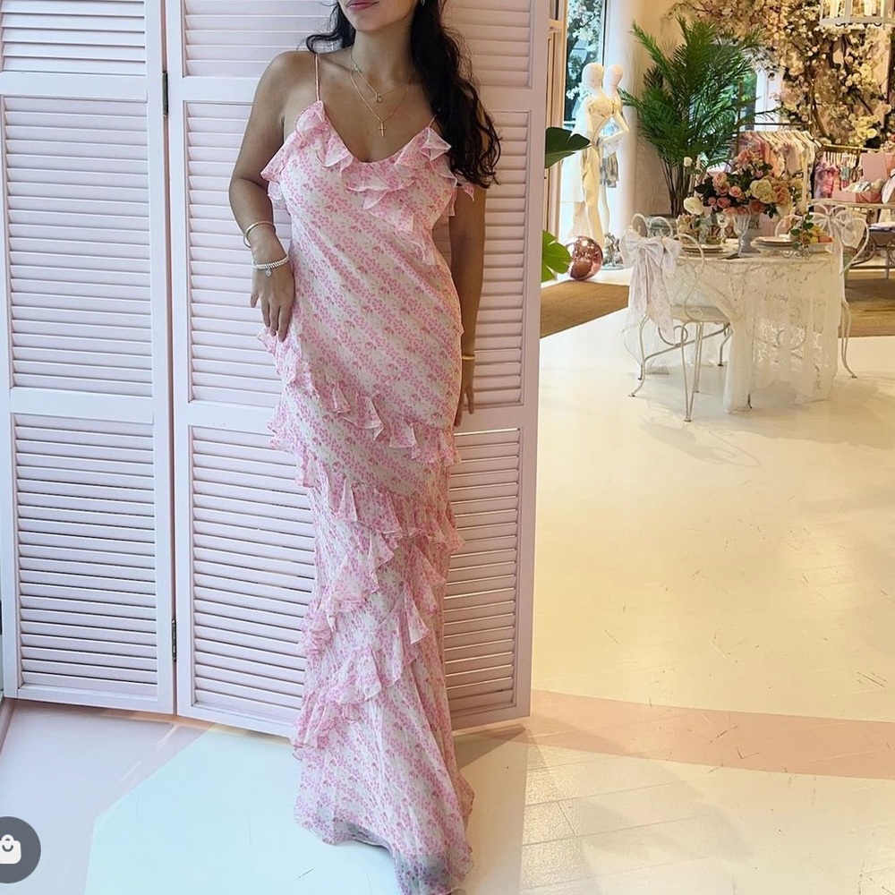 LoveShackFancy Pink Floral Maxi Dress